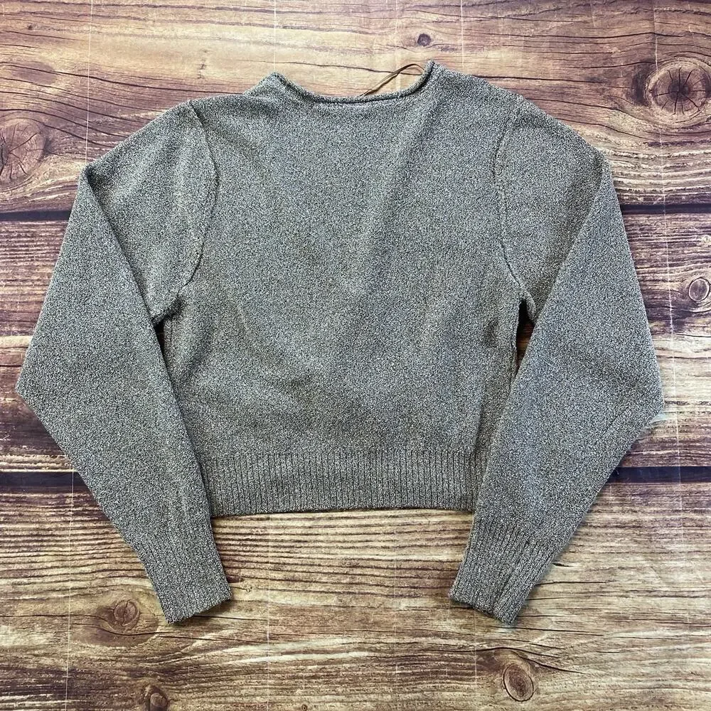 Free People Sweater Women’s Large Gold Plunging V-Neck Blended Fabric